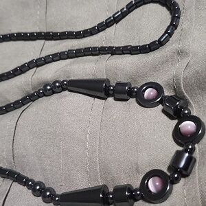 2 Elegant Black Beaded Necklaces